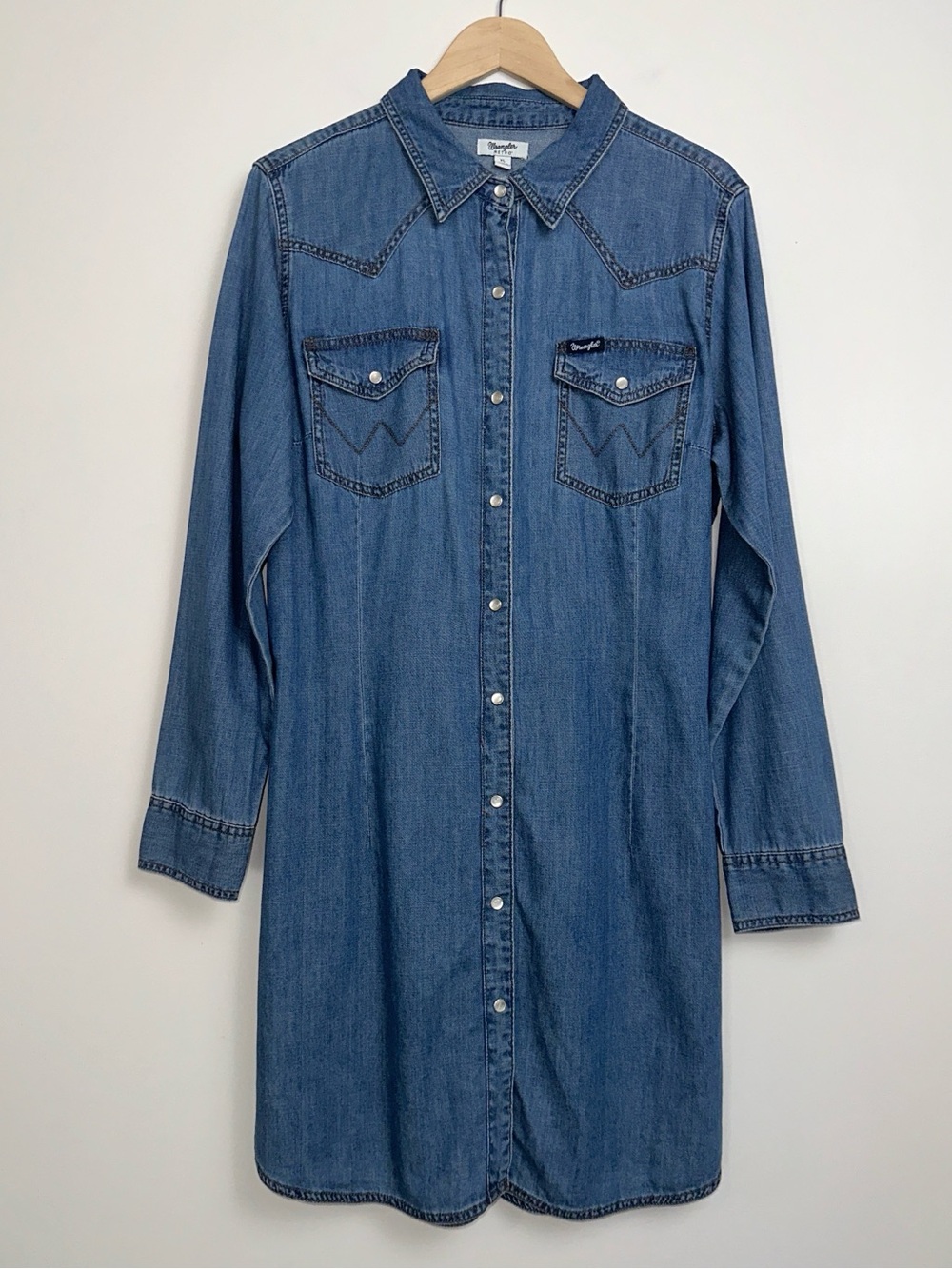 NWT Wrangler Long Sleeve Denim Snap Western Shirt Mini Dress - Picture 11 of 16